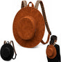 Faux Suede Cowboy Hat Crossbody Bag with Leopard Print Strap | Cowboy Hat Shaped Backpack,\Western Style Novelty Backpack,Funny Cowgirl Hat Bag with Storage Compartment